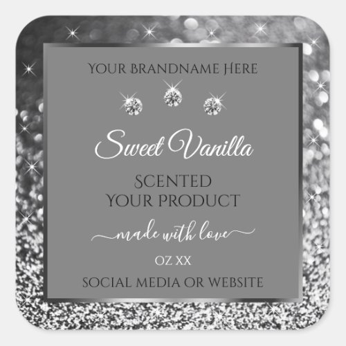 Silver Glitter Glam Gray Product Packaging Labels