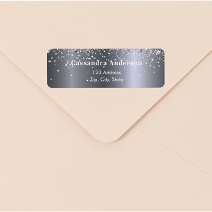 Silver glitter glamorous return address label