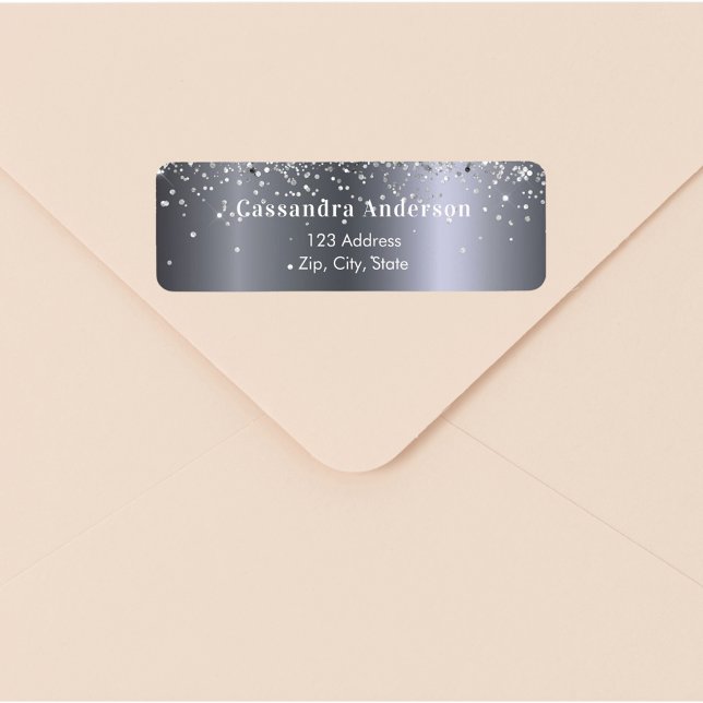 Silver glitter glamorous return address label (Creator Uploaded)