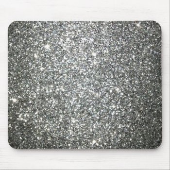 Silver Glitter Glamour Mouse Pad by RetroZone at Zazzle