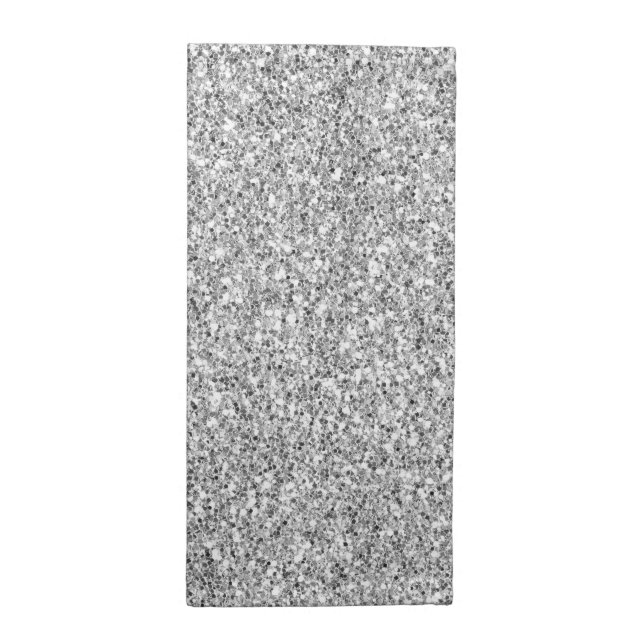 Silver Glitter Glitz        Cloth Napkin (Half Fold)