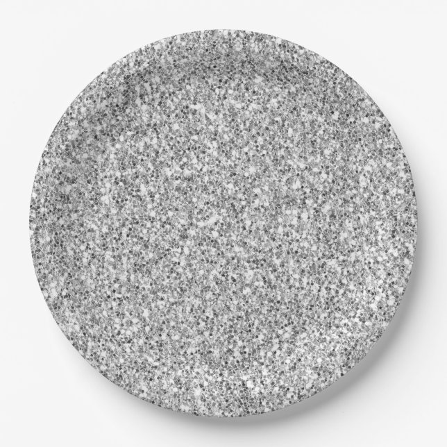 Silver Glitter Glitz         Paper Plates (Front)