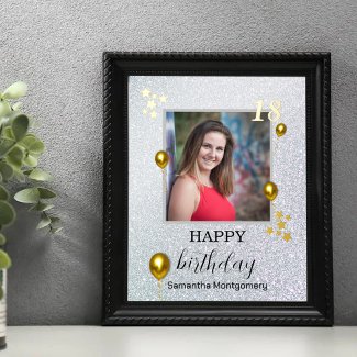 Silver Glitter Gold Balloons Happy Birthday