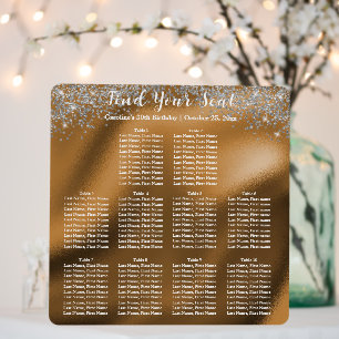Silver Glitter, Gold Foil 10 Tables Seating Chart Foam Board
