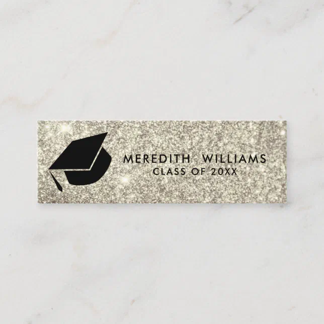 Silver Glitter Grad Cap Graduation Insert | Zazzle