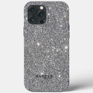 Silver Glitter Gradient Custom Name iPhone 13 Pro Max Case