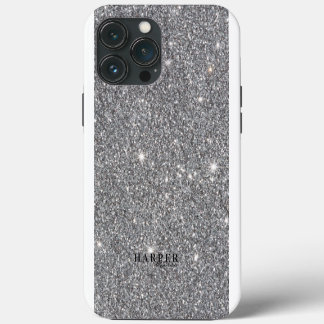 Silver Glitter Gradient Custom Name iPhone 13 Pro Max Case