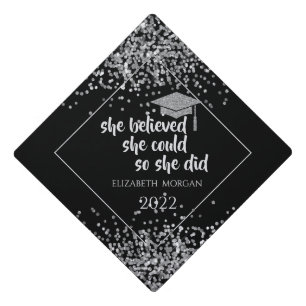 Silver Glitter Graduate Cap,Confetti Graduation Cap Topper