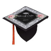 Silver Glitter Graduate Cap,Damask,Roses Graduation Cap Topper | Zazzle