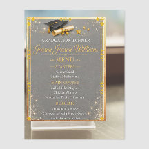 Silver Glitter Graduation Banquet Menu Card
