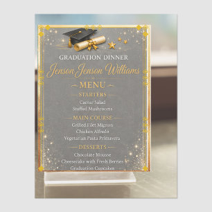 Silver Glitter Graduation Banquet Menu Card