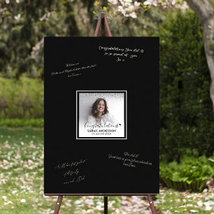 Silver Glitter Graduation Photo Signature Foam Board