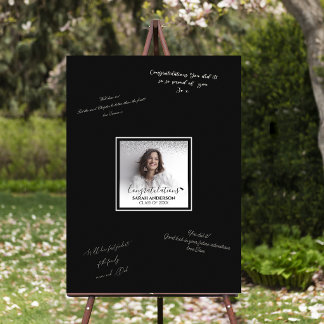 Silver Glitter Graduation Photo Signature  Foam Board