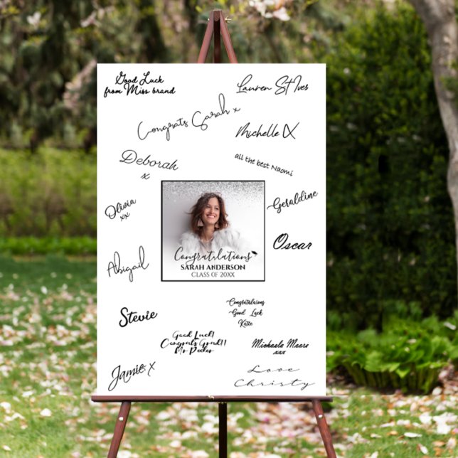 Silver Glitter Graduation Photo Signature  Foam Board (Creator Uploaded)