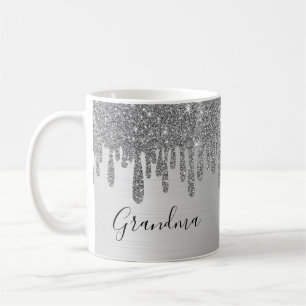 Silver Glitter Grandma Ceramic Coffee Mug