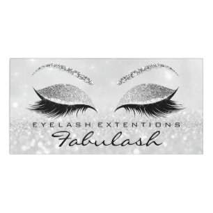 Silver Glitter Gray Beauty Salon Lash Makeup Eye 2 Door Sign
