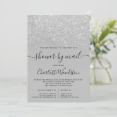 Silver glitter gray cancelled shower by mail invitation (Standing Front)