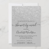 Silver glitter gray cancelled shower by mail invitation (Front)