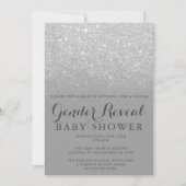 Silver glitter gray chic gender reveal baby shower invitation (Front)