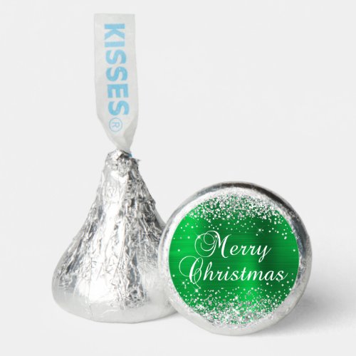 Silver Glitter Green Foil Merry Christmas Hersheys Kisses