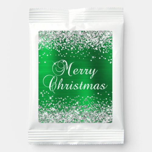 Silver Glitter Green Foil Merry Christmas Hot Chocolate Drink Mix