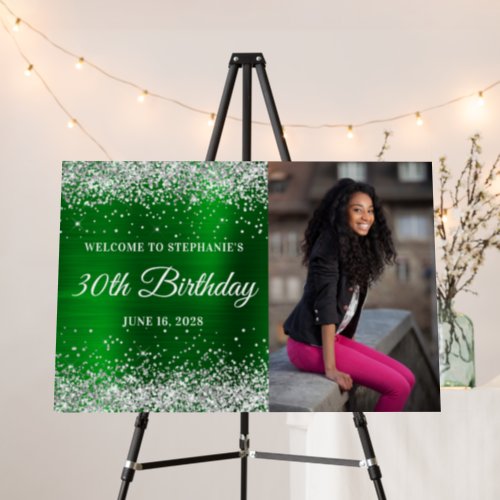 Silver Glitter Green Welcome 30th Birthday Photo Foam Board