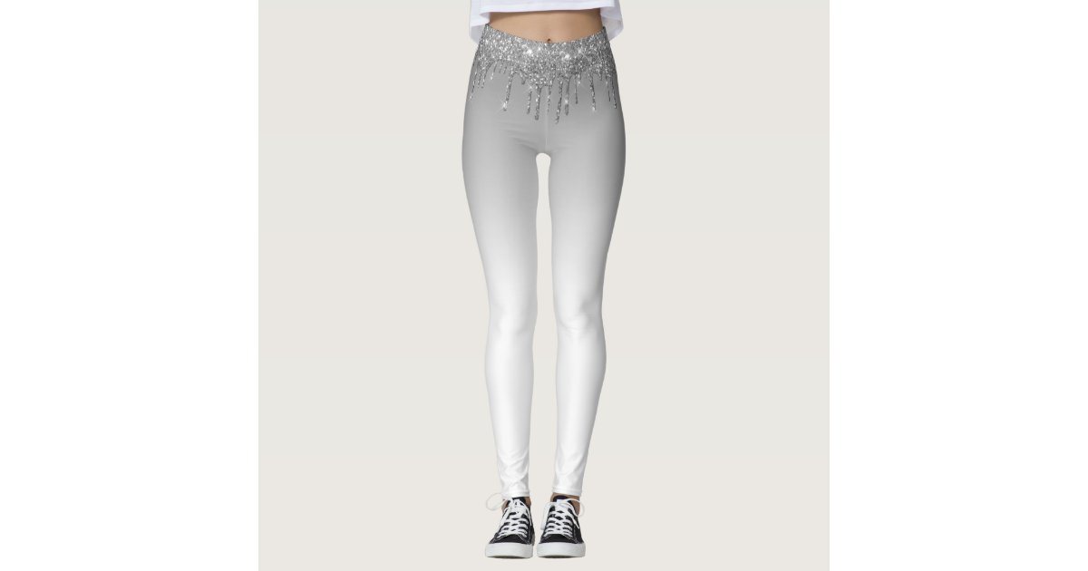 silver glitter grey and white leggings