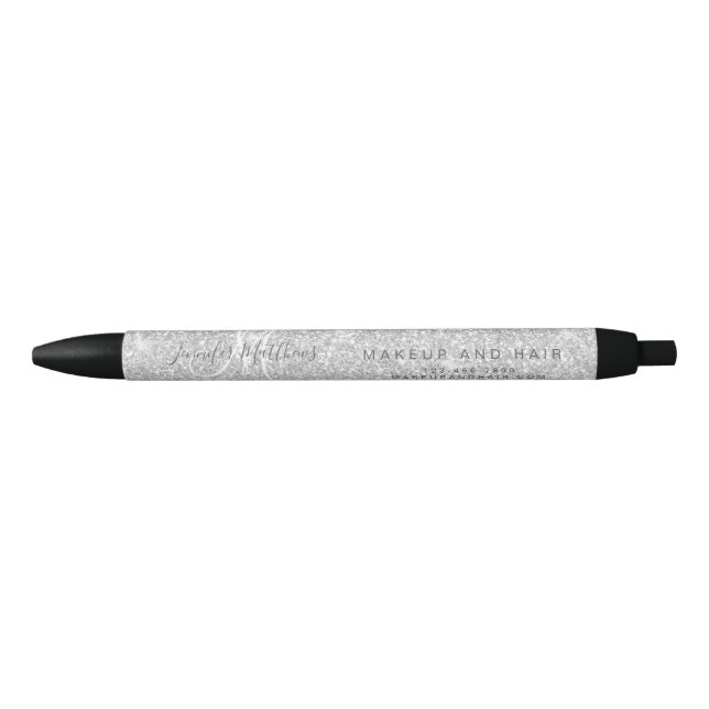 Silver Glitter Hair Makeup Salon Promotion Pen (Front)