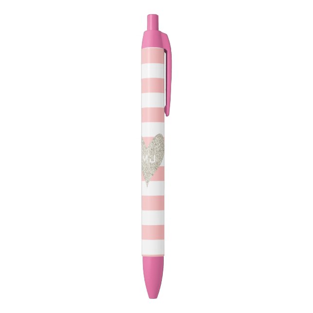 Silver Glitter Heart Pen (Bottom (Vertical))