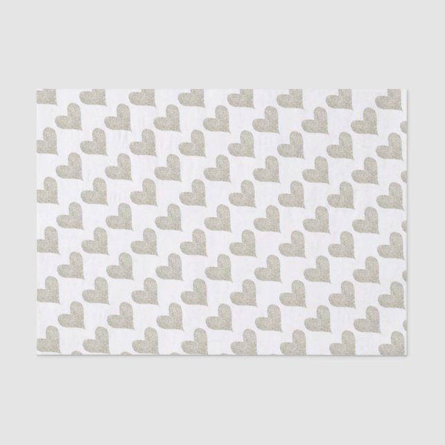 Silver Glitter Heart Tissue Paper (Front)