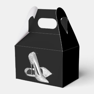 Silver Glitter High Heel Shoe Favor Boxes