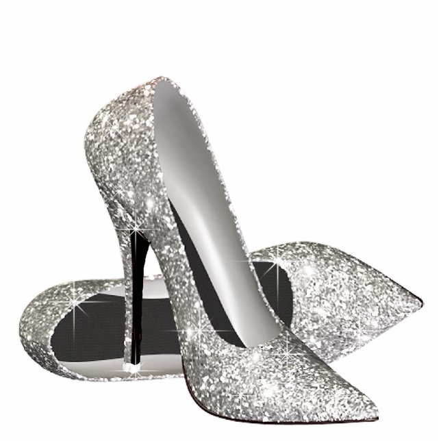 Silver Glitter High Heel Shoes Statuette (Front)