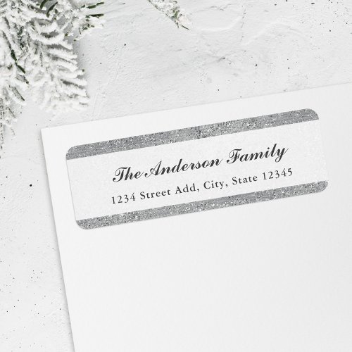 Silver Glitter Holiday Return Address Label