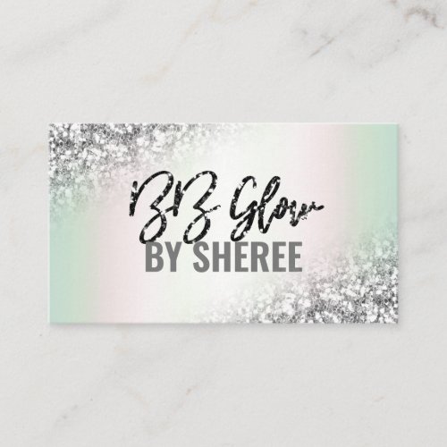 Silver Glitter Holographic BB Glow Treatment Business Card