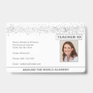 Silver Glitter Homeschool Teacher ID Badge
