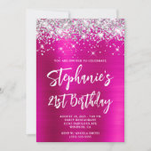 Silver Glitter Hot Pink Foil Bold 21st Birthday Invitation (Front)