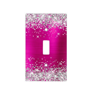 Silver Glitter Hot Pink Foil Light Switch Cover