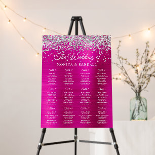Silver Glitter Hot Pink Foil Seating Chart Foam Board