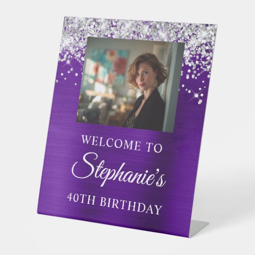Silver Glitter Indigo Foil Photo 40th Birthday