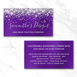 Silver Glitter Indigo Purple Blur Online Store Business Card