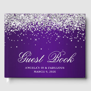 Silver Glitter Indigo Purple Ombre 40 & Fabulous Guest Book