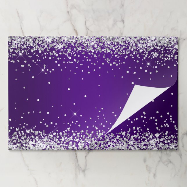 Silver Glitter Indigo Purple Ombre Paper Pad (Folded)