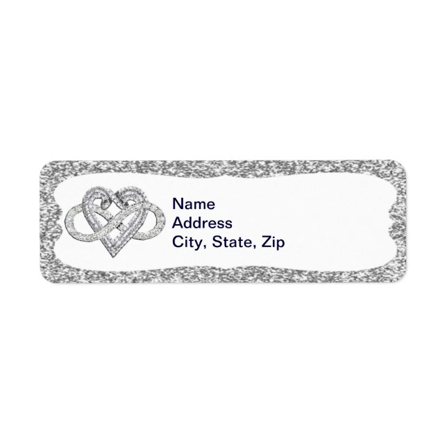 Silver Glitter Infinity Heart Address Labels (Front)