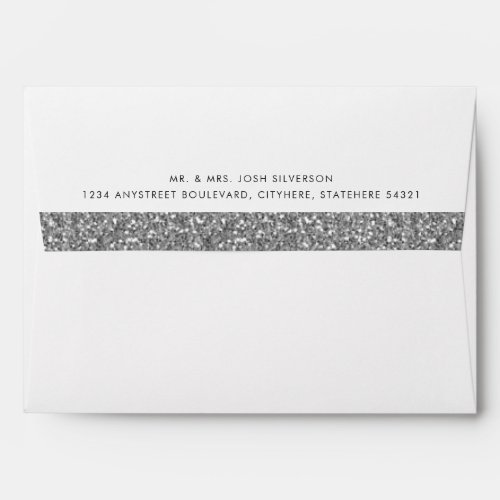 Silver Glitter Inside Return Address Mailing Envelope