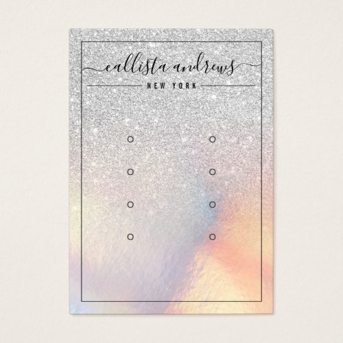Silver Glitter Iridescent Earrings Display Card