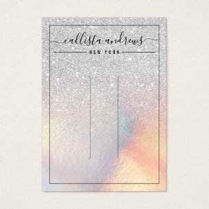 Silver Glitter Iridescent Hair Clip Display Card
