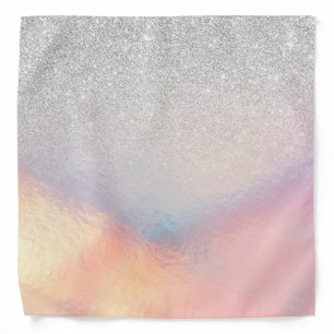 Silver Glitter Iridescent Holographic Gradient Bandana