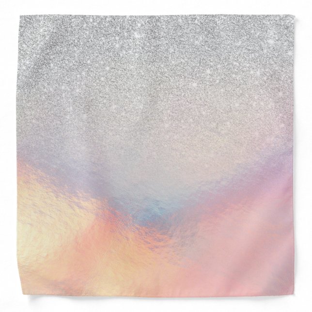 Silver Glitter Iridescent Holographic Gradient Bandana (Front)