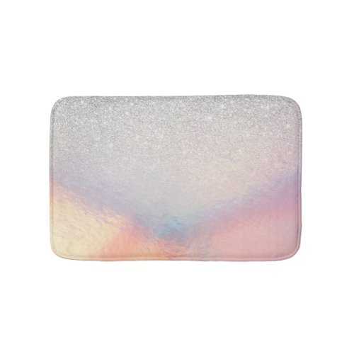 Silver Glitter Iridescent Holographic Gradient Bath Mat