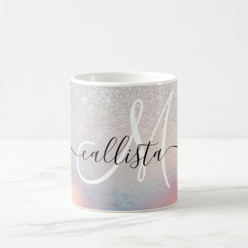 Silver Glitter Iridescent Holographic Gradient Coffee Mug